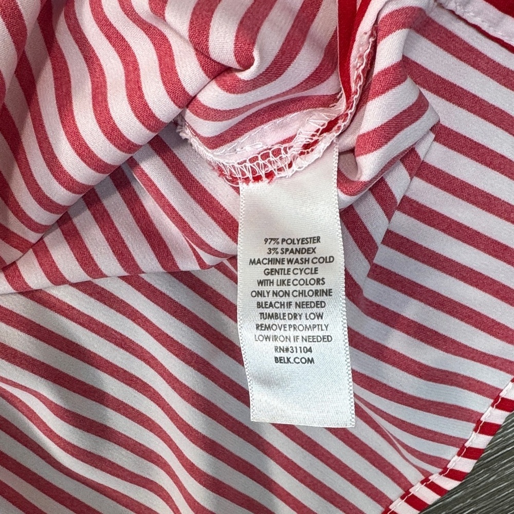 Red and White Striped Button Down Shirt woman’s small - Picture 3 of 6